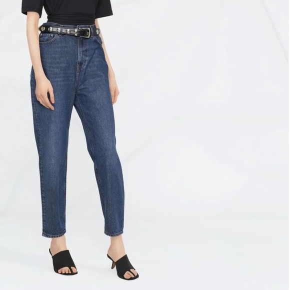 TOTEME Womens Tapered Leg Crop Jeans Medium Dark Wash - Picture 1 of 12